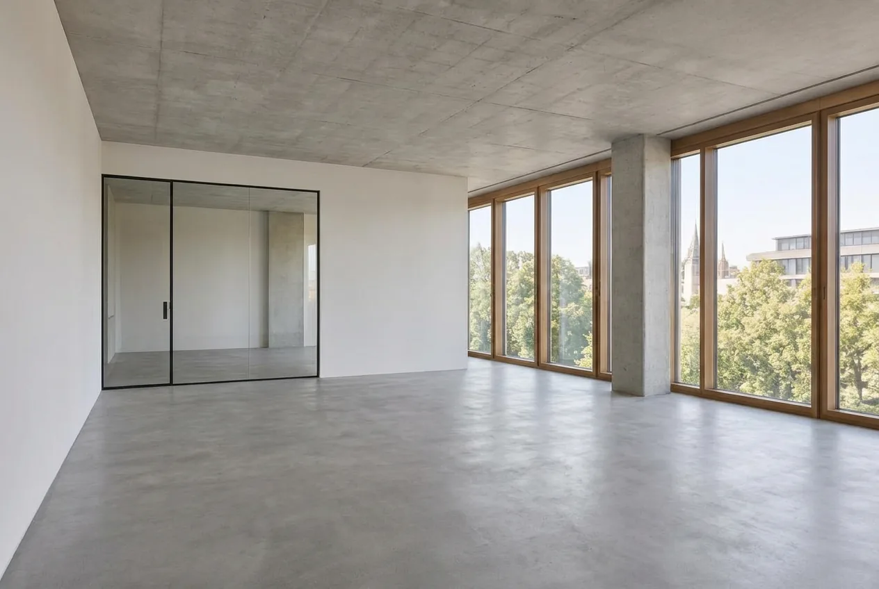 Leere Bürofläche vor dem Innenausbau